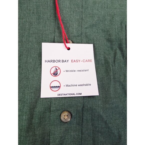 HB DXL Size 4XL Mens Green Wrinkle Resistant Button Down Long Sleeve Shirt NWT - Picture 7 of 11